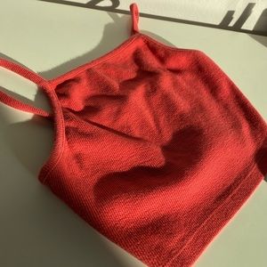 BRIGHT CHEERY RED SUMMER CROP TOP